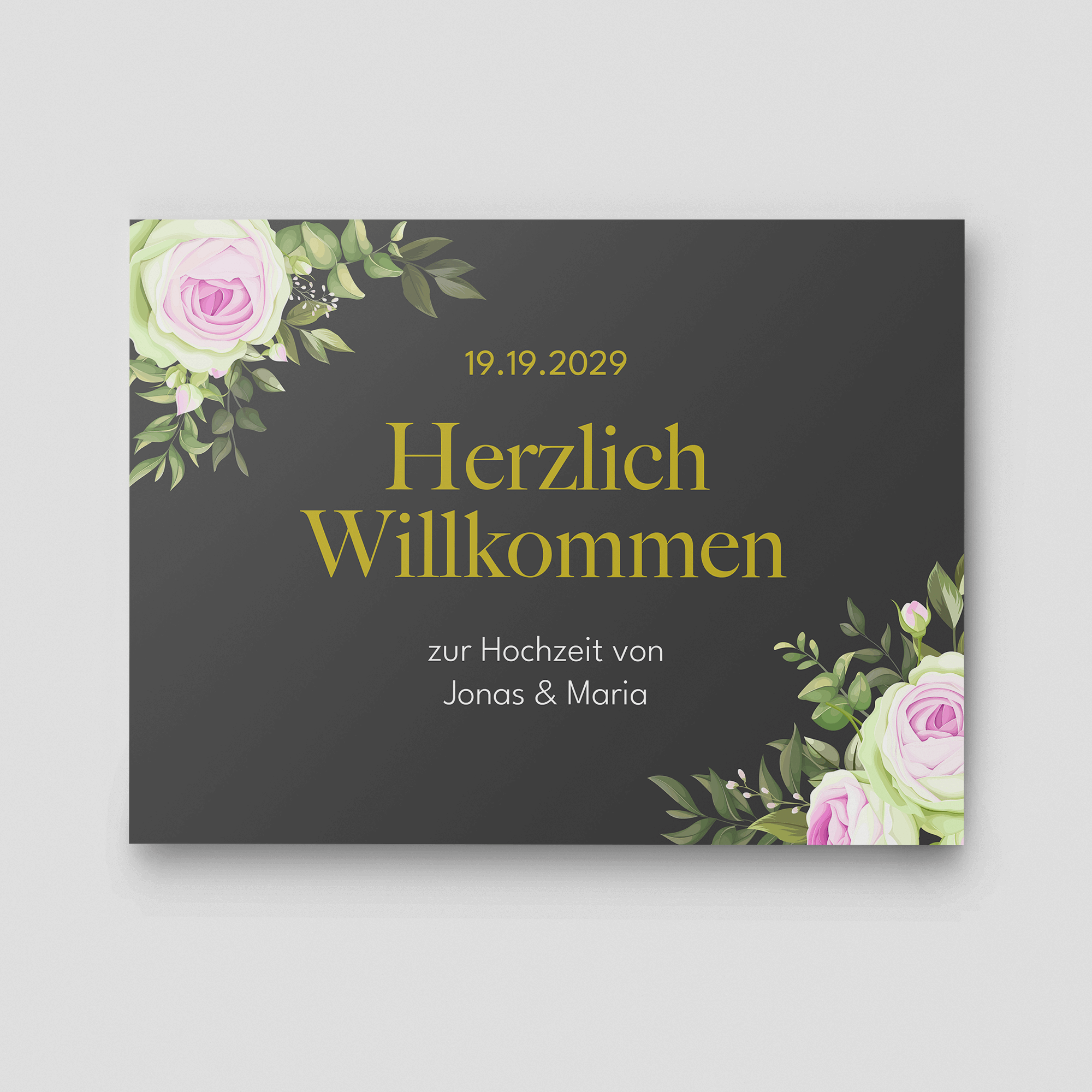 Acrylschild Hochzeit Anthrazit-Schwarz Querformat