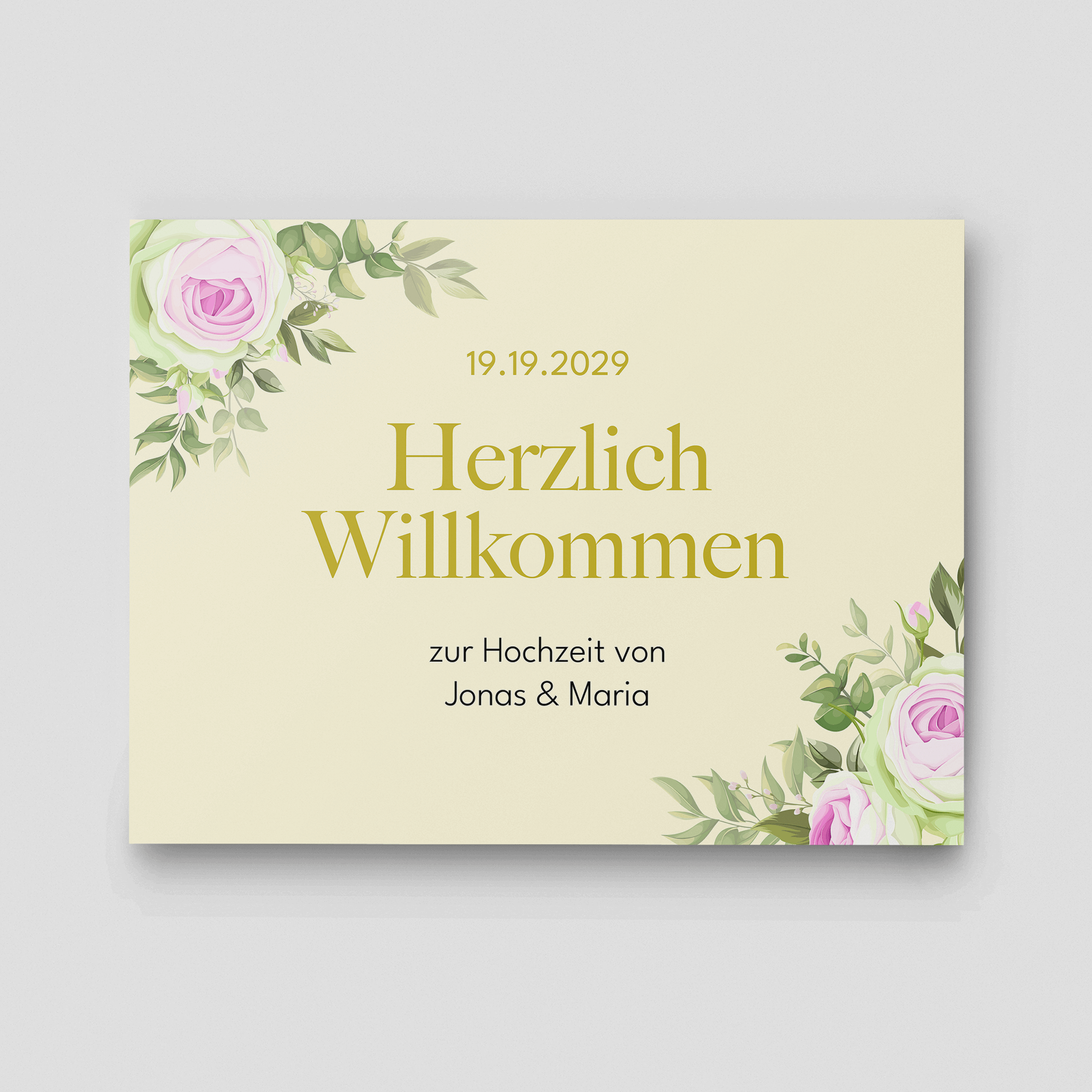 Acrylschild Hochzeit in Hellbeige Querformat