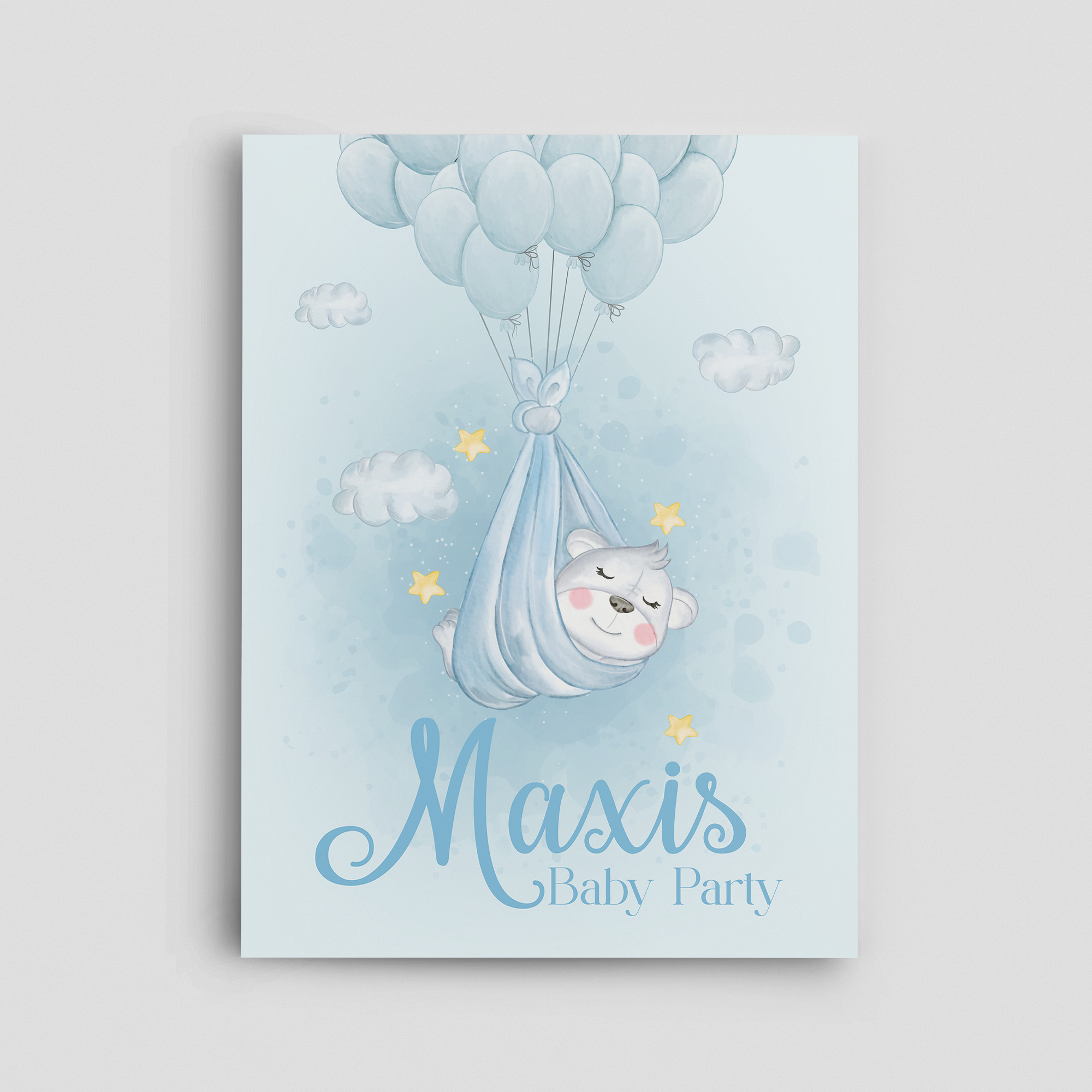 Baby Party Schild Blau Luftballons