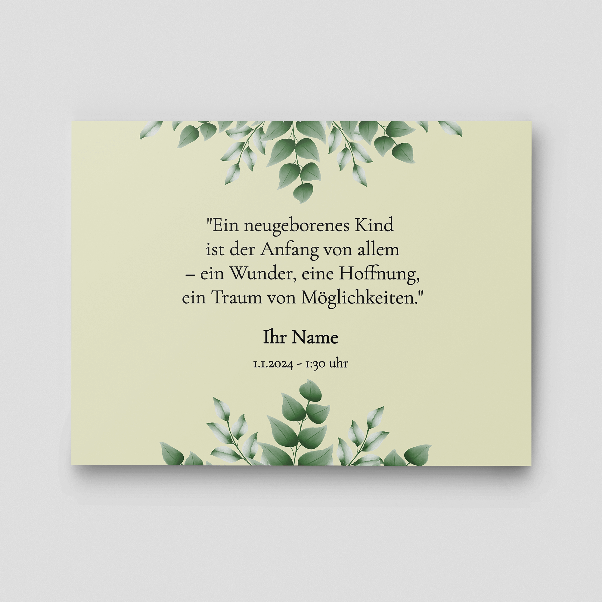 Hartschaumplatte Schild Geburt des Kindes Beige