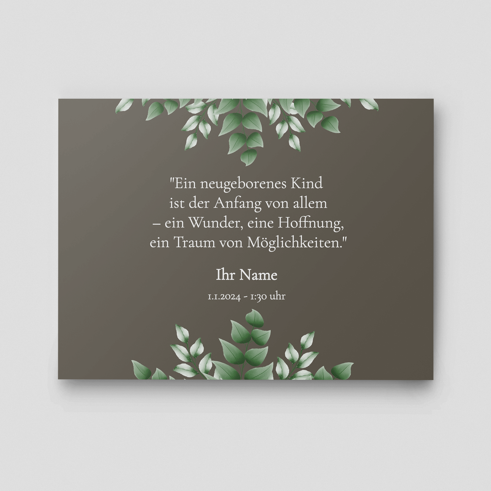 Hartschaumplatte Schild Geburt des Kindes Grau