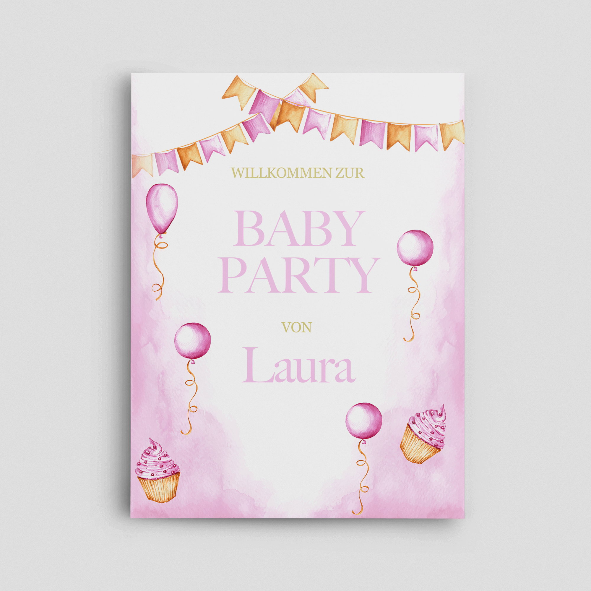 Schild Baby-Party Genderparty Rosa