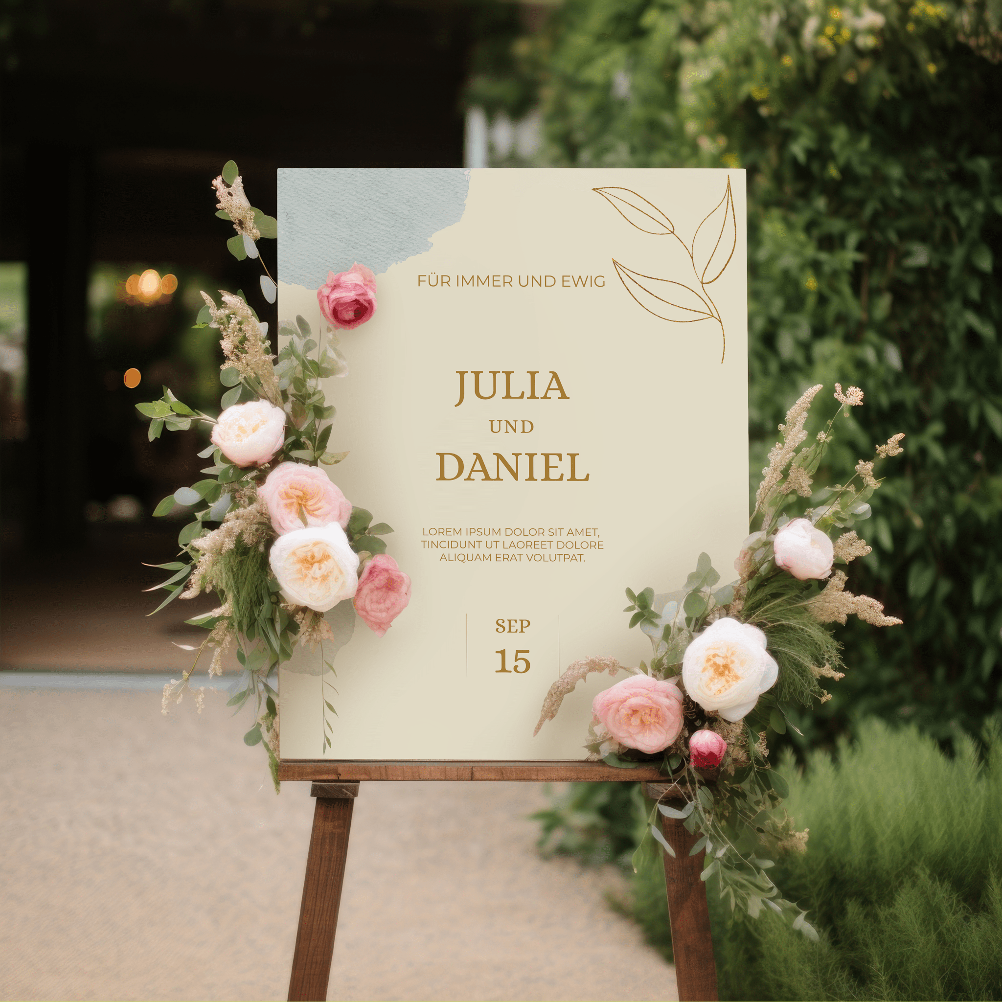 Herzensbund Hochzeitsschild Querformat