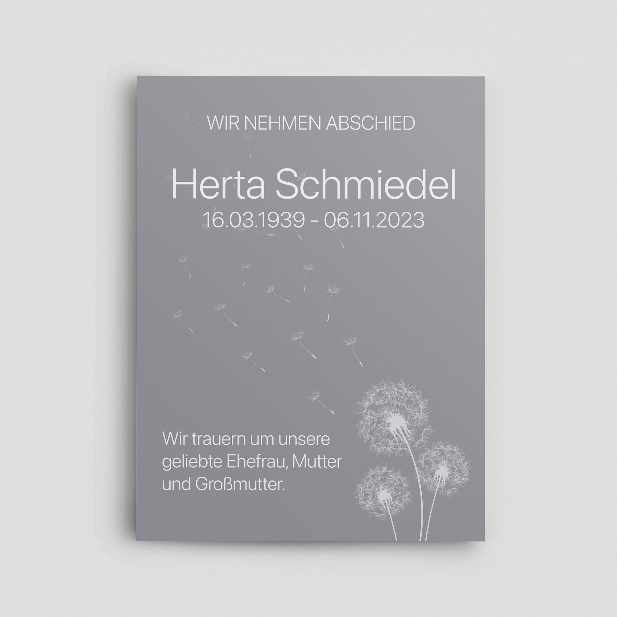 Letzter Gruß Trauerschild Hochformat