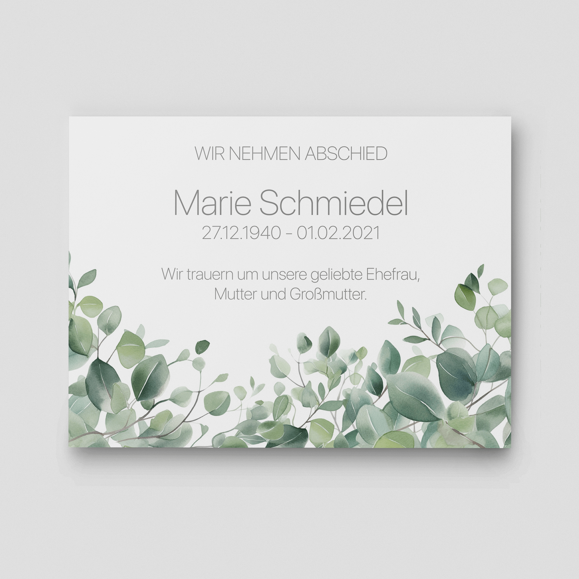 Seelenfrieden Trauerschild Querformat