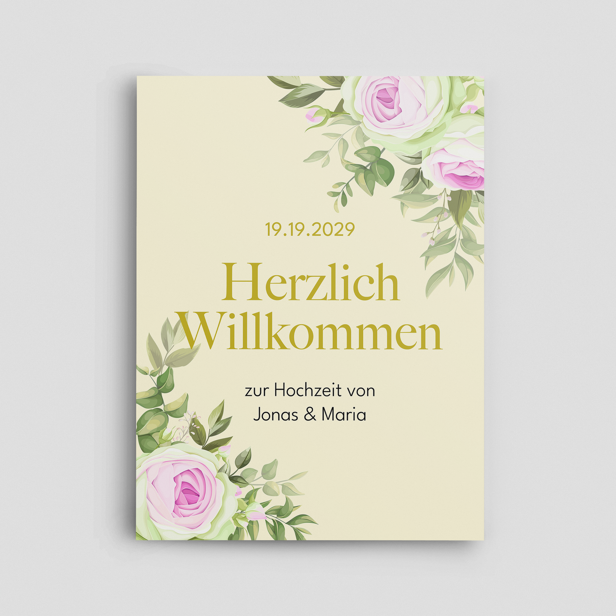 Acrylschild Hochzeit in Hellbeige Hochformat