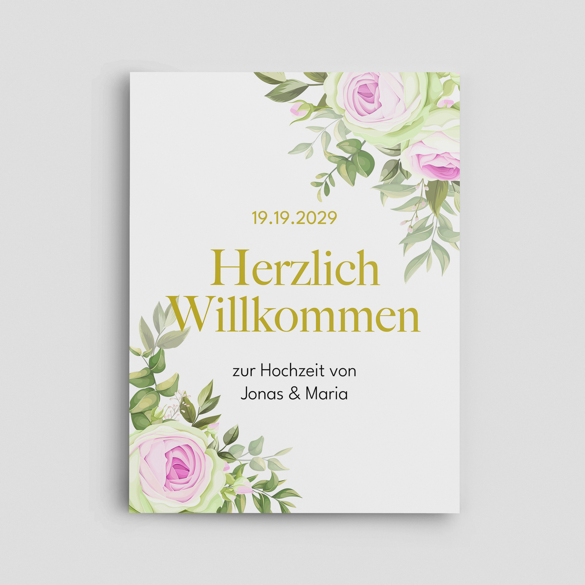 Acrylschild Hochzeit in Weiß Hochformat