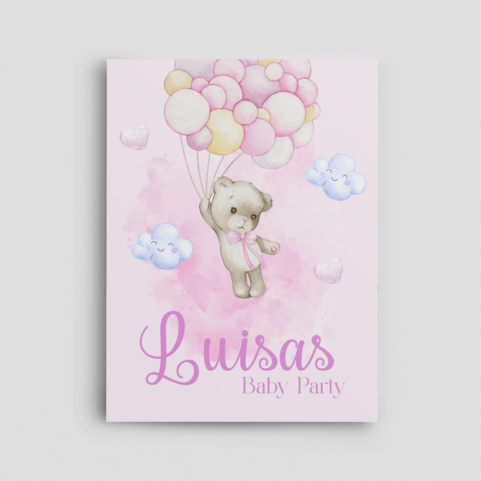 Baby Party Rosa Bärchen mit Luftballons
