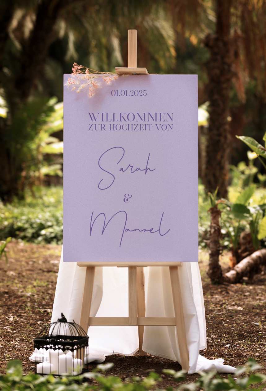 Mockup Acrylschild Hochzeit in Lila