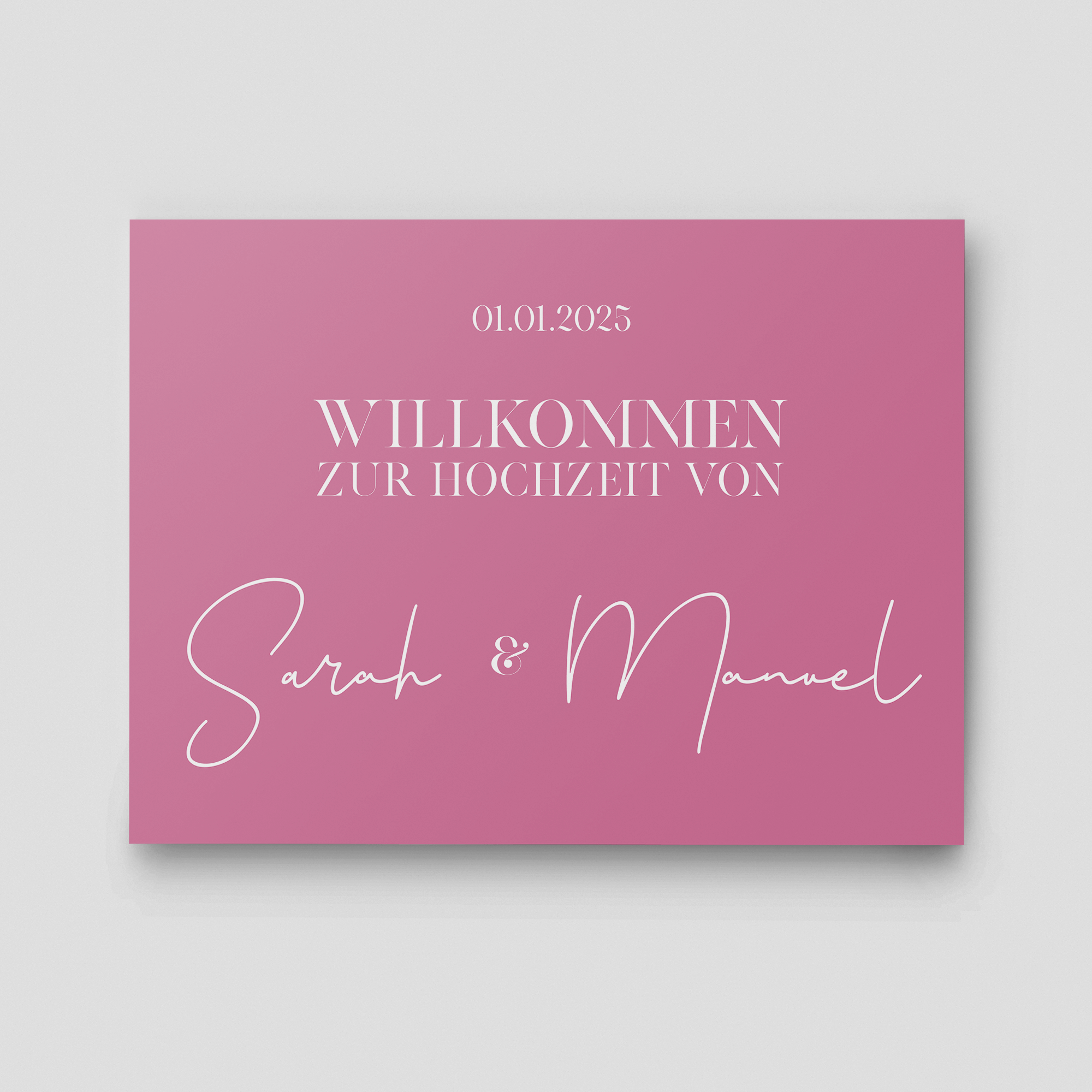 Acrylschild Hochzeit in Dunkelrosa
