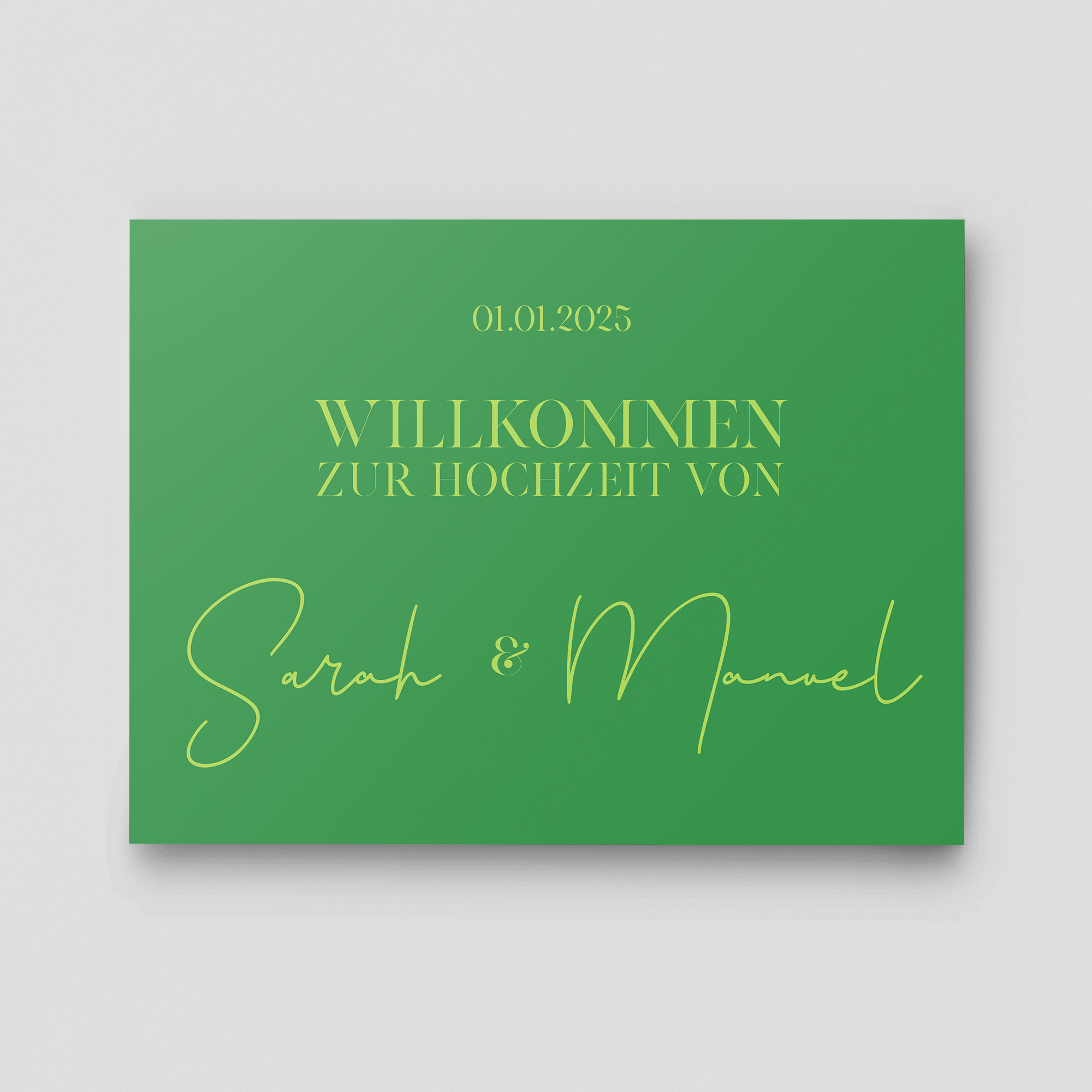 Acrylschild Hochzeit in Grasgrün