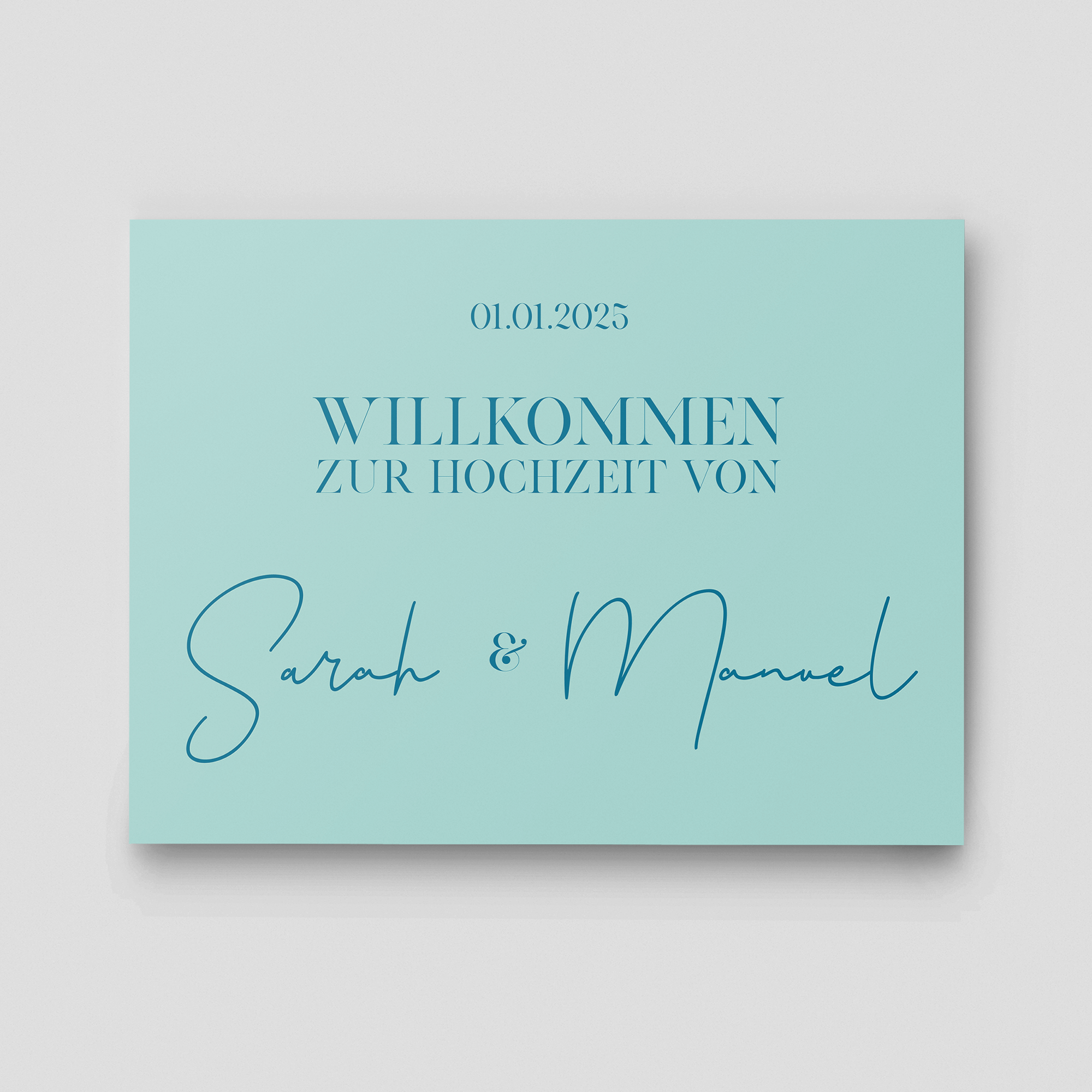 Acrylschild Hochzeit in Hellblau