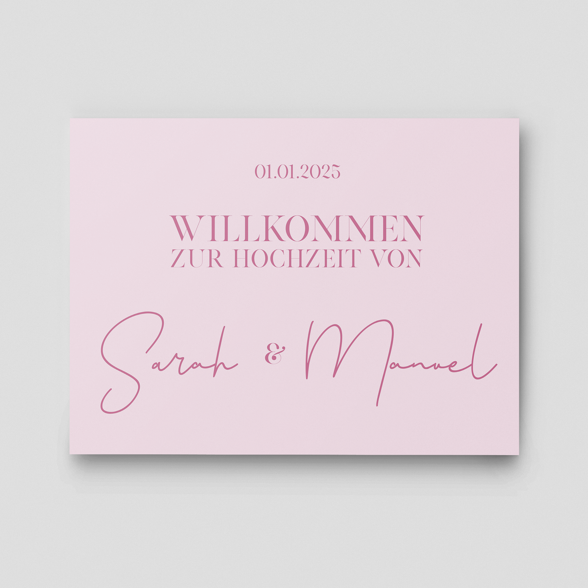 Acrylschild Hochzeit in Hellrosa