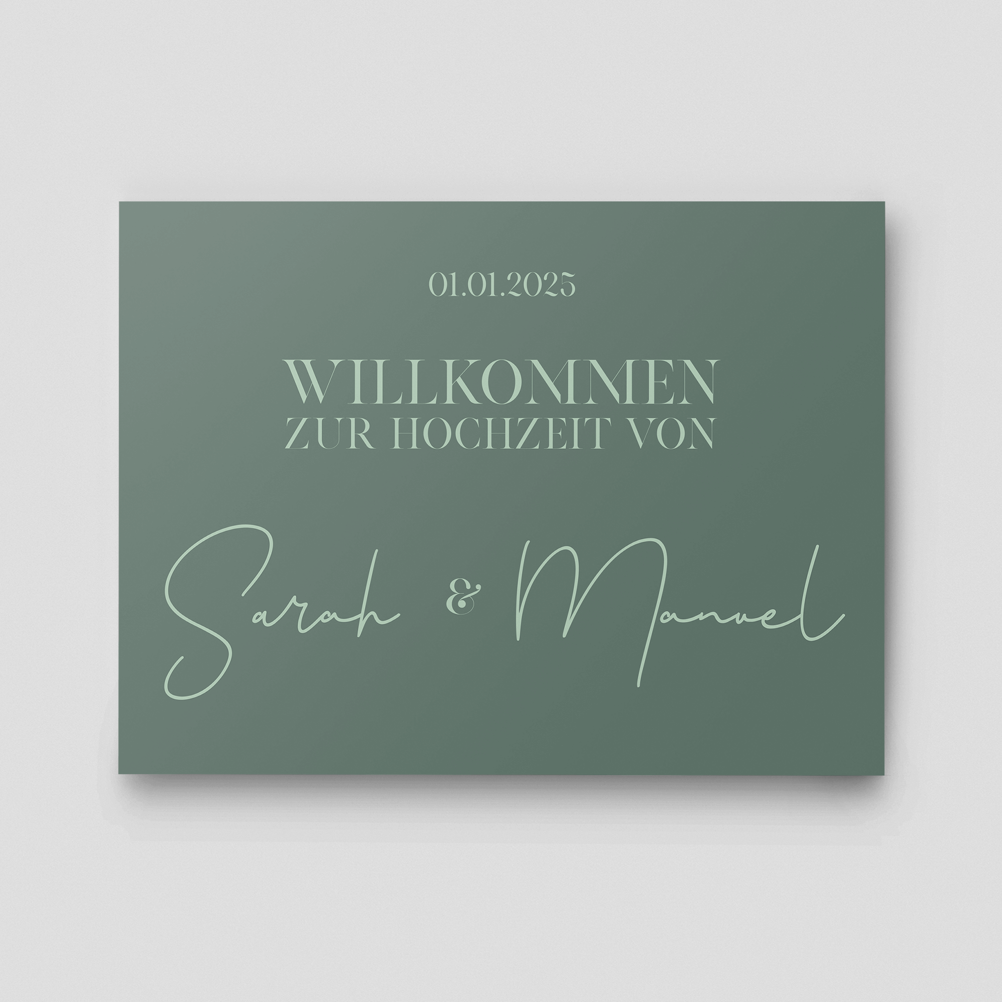 Acrylschild Hochzeit in Waldgrün 
