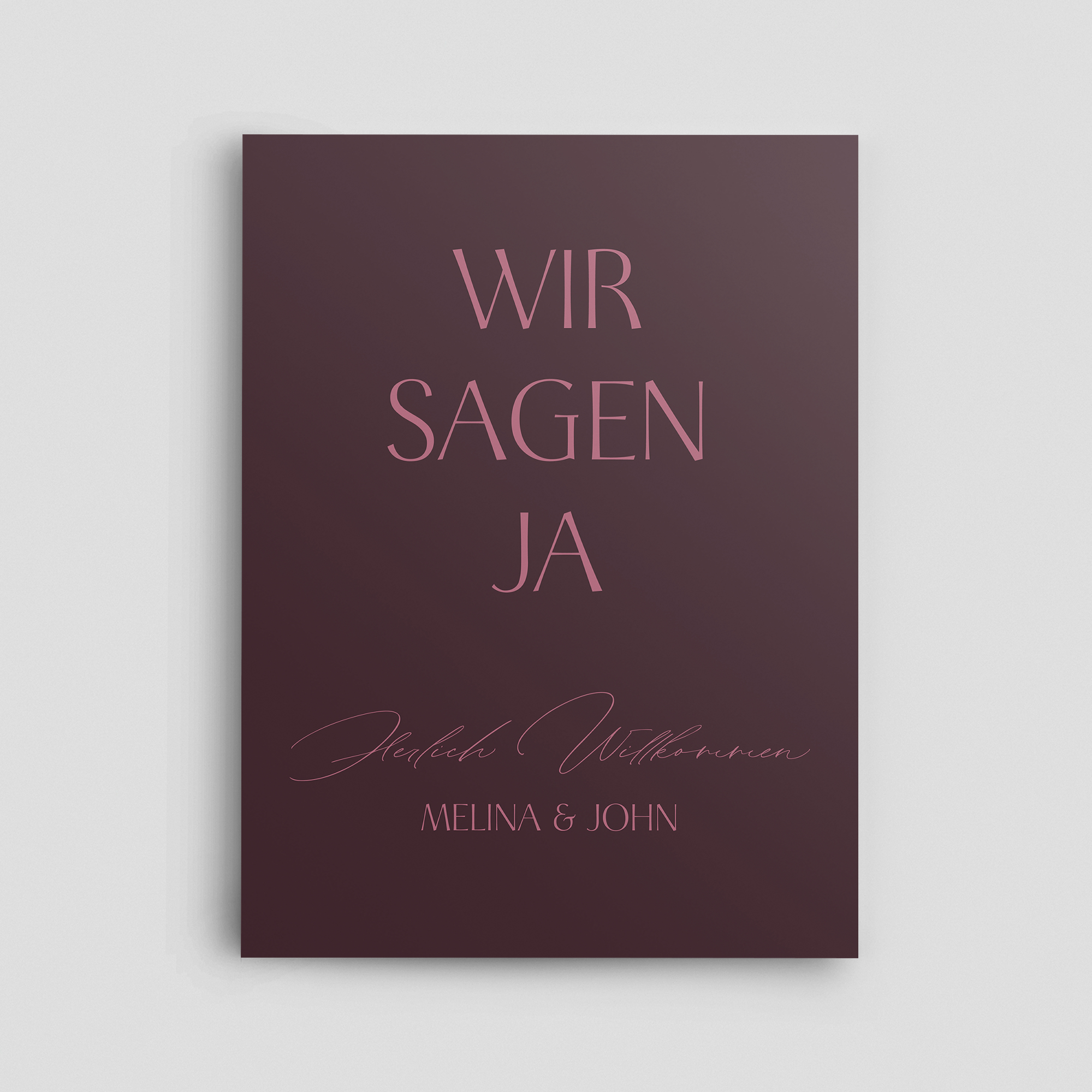 Willkommensschild Rot, Hochformat, Hintergrund, wir sagen ja  