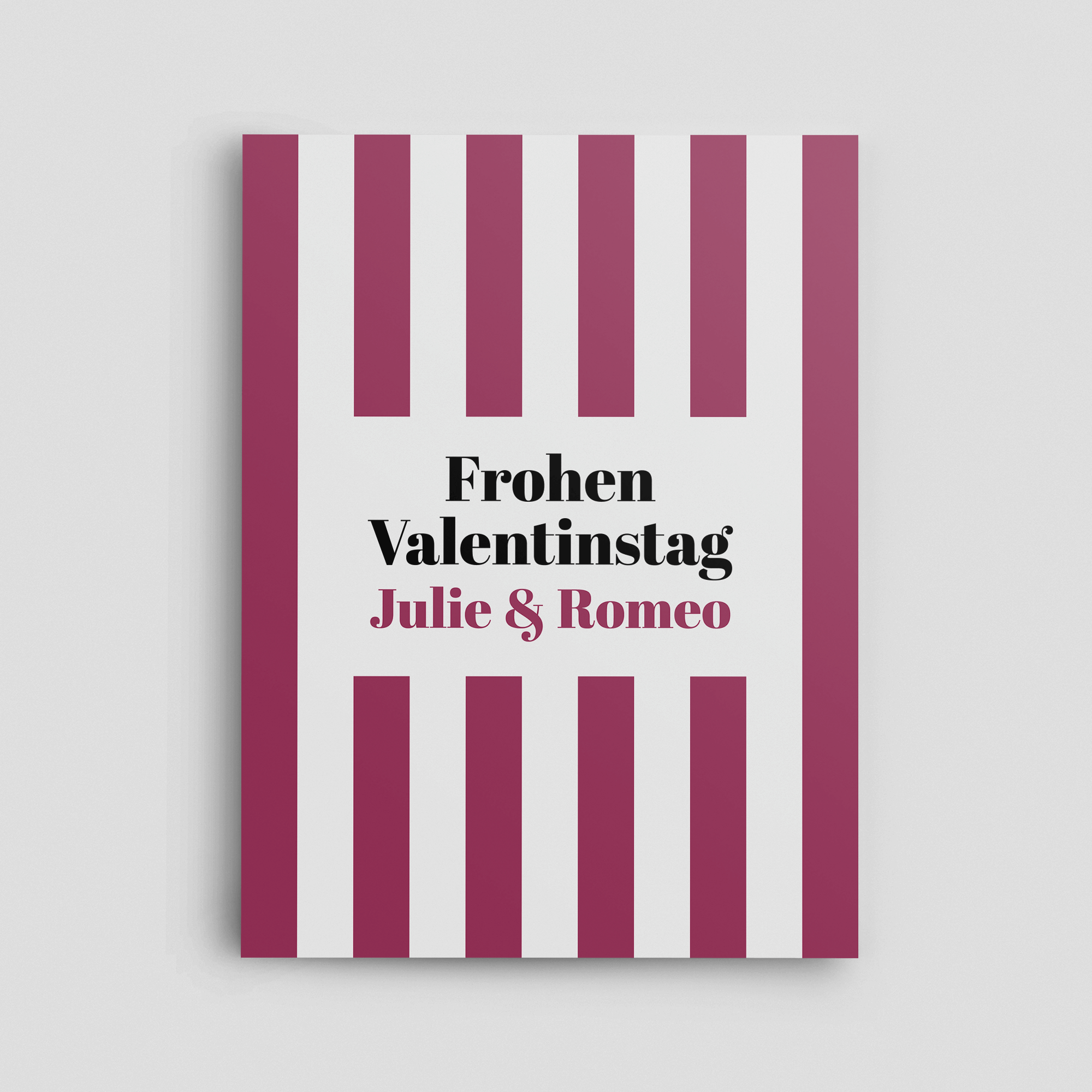 Valentinstag Vinyl Schild gestreift Pink-Weiß